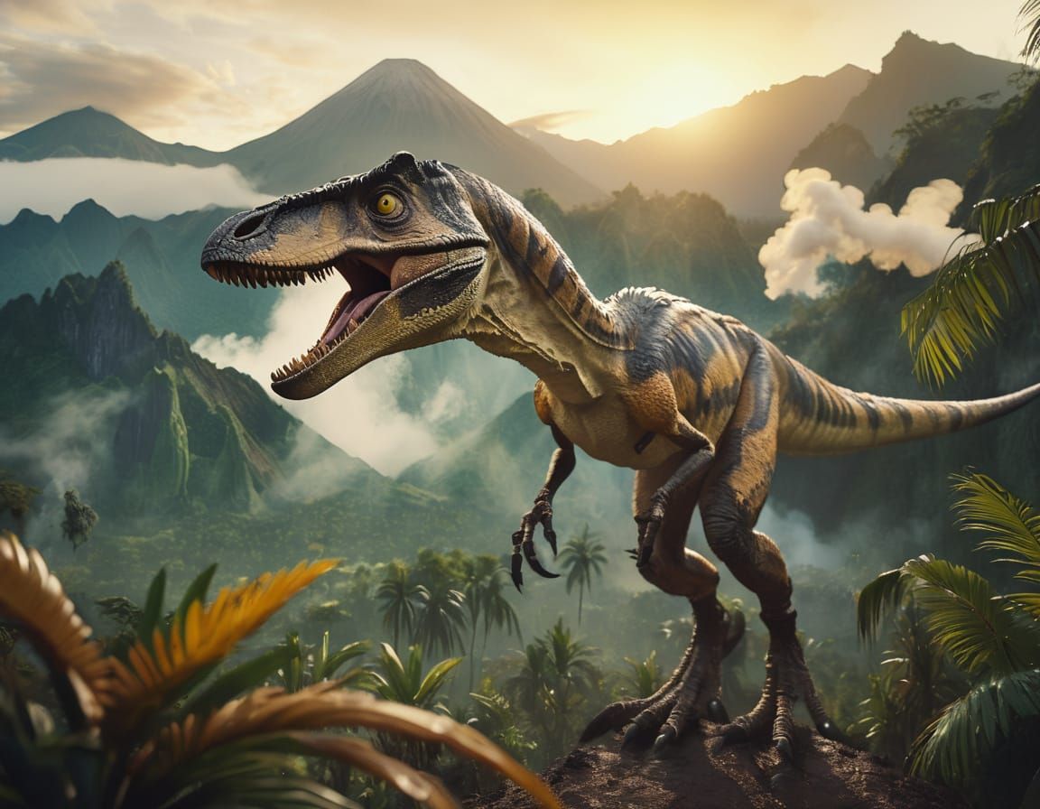Velociraptor Stalks Prey in Jungle Film Still