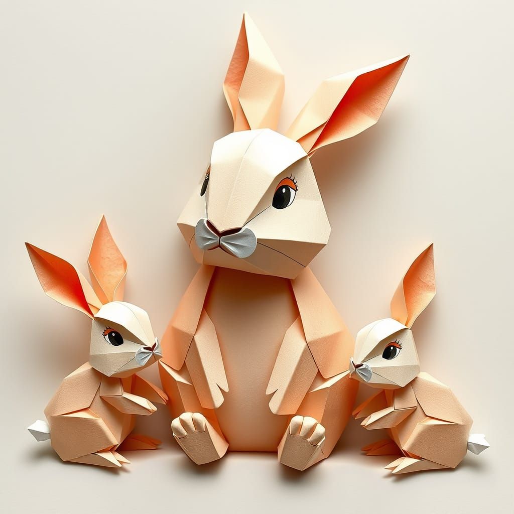 Origami Rabbits in Papercraft Wonderland