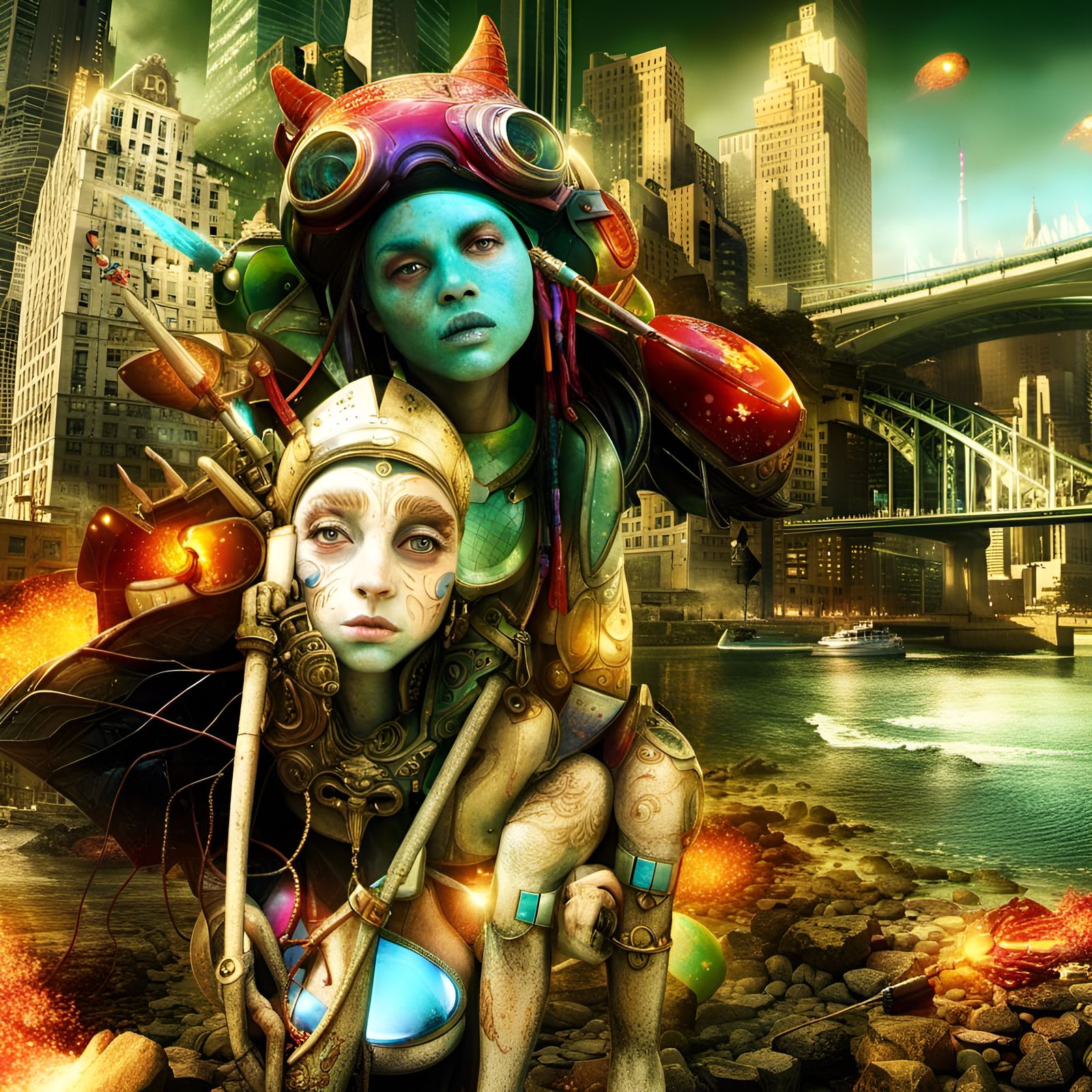 Futuristic Cityscape with Bizarre Creatures in 8K