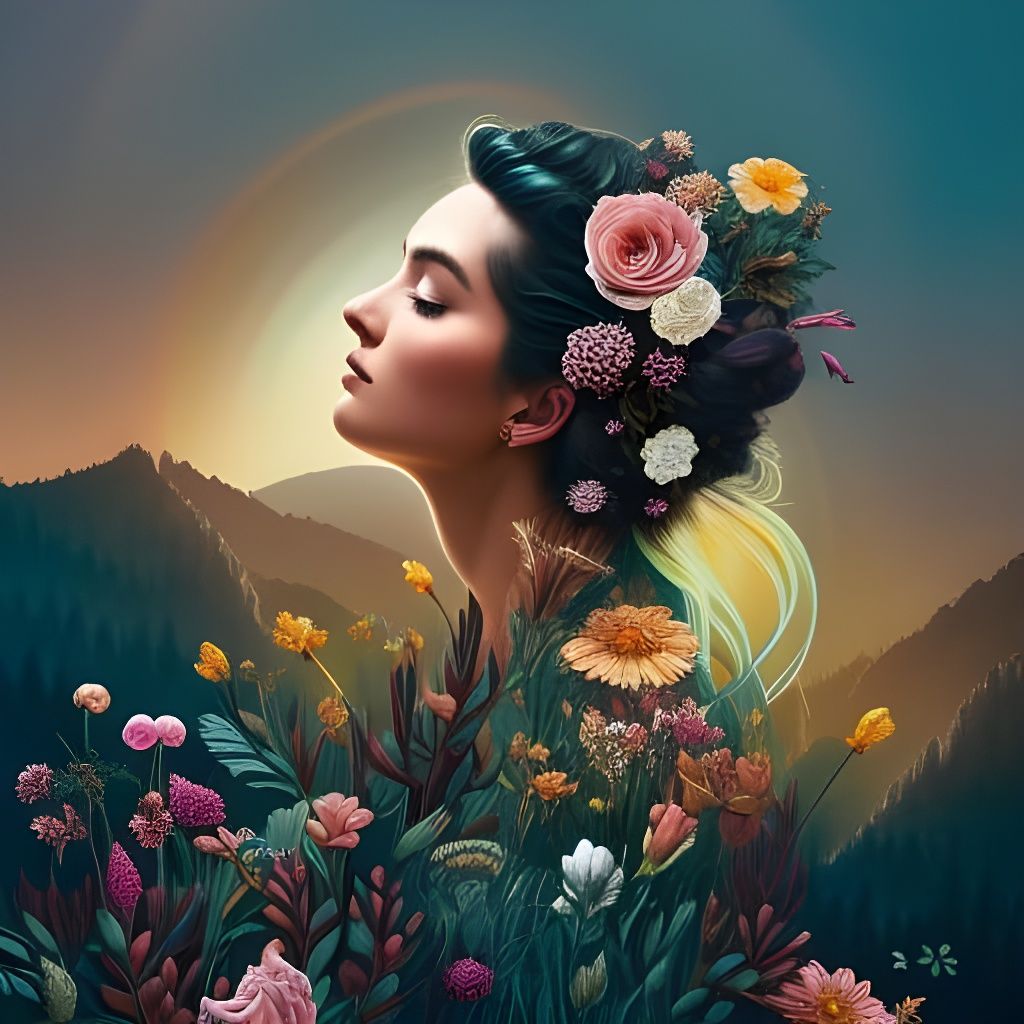 Floral Girl in Detailed Fantasy Art Style