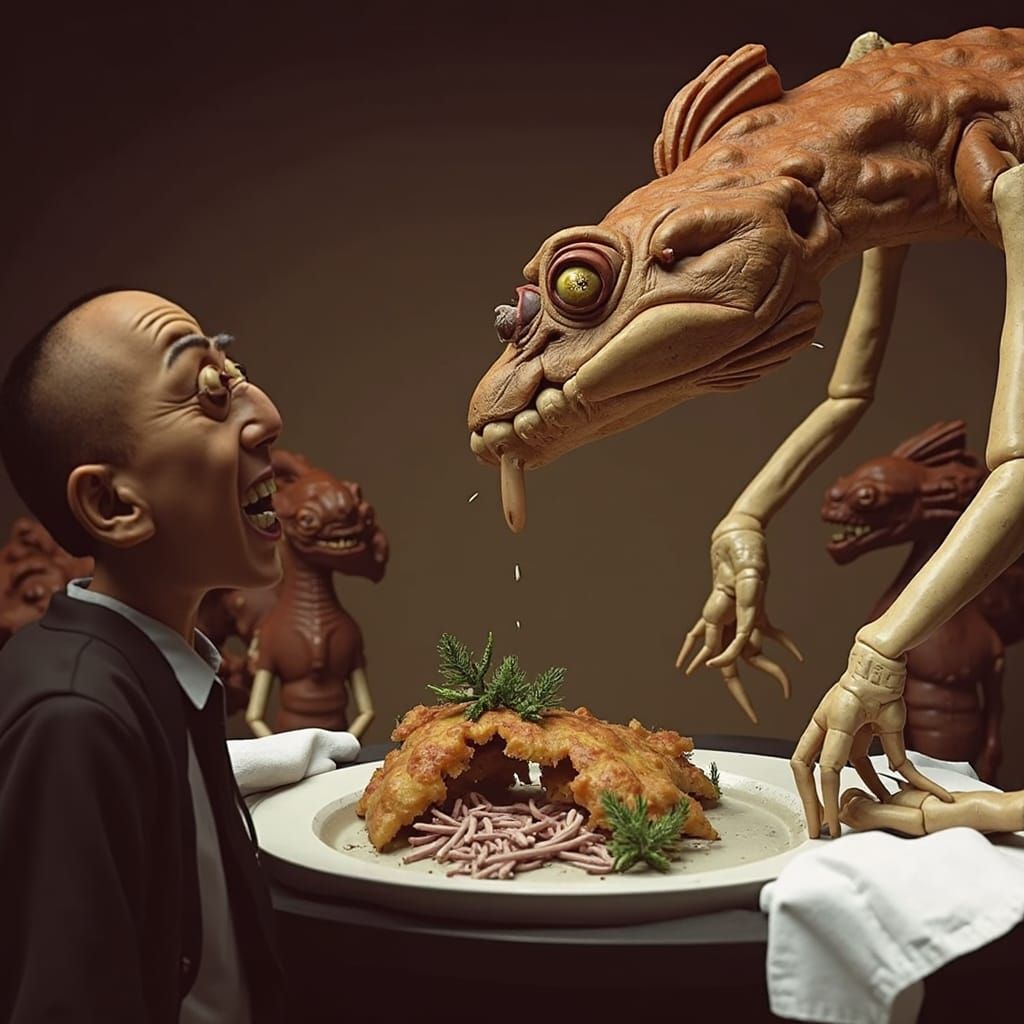 Surreal Cartoon Characters in a Maximalist Landscape