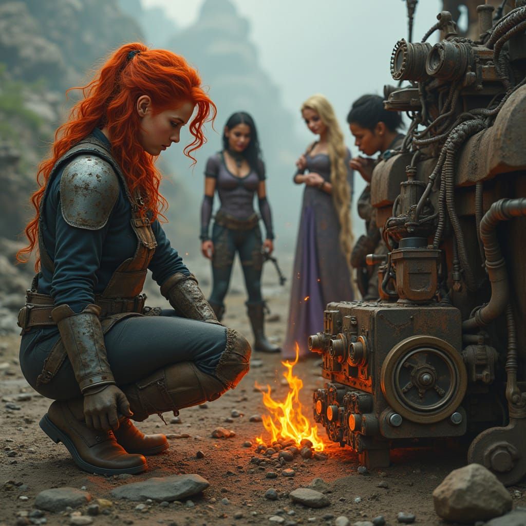 Strong Female Warriors in a Cyberpunk Dystopian Wasteland