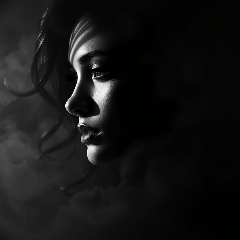 Elegant Smoky Portrait in Chiaroscuro
