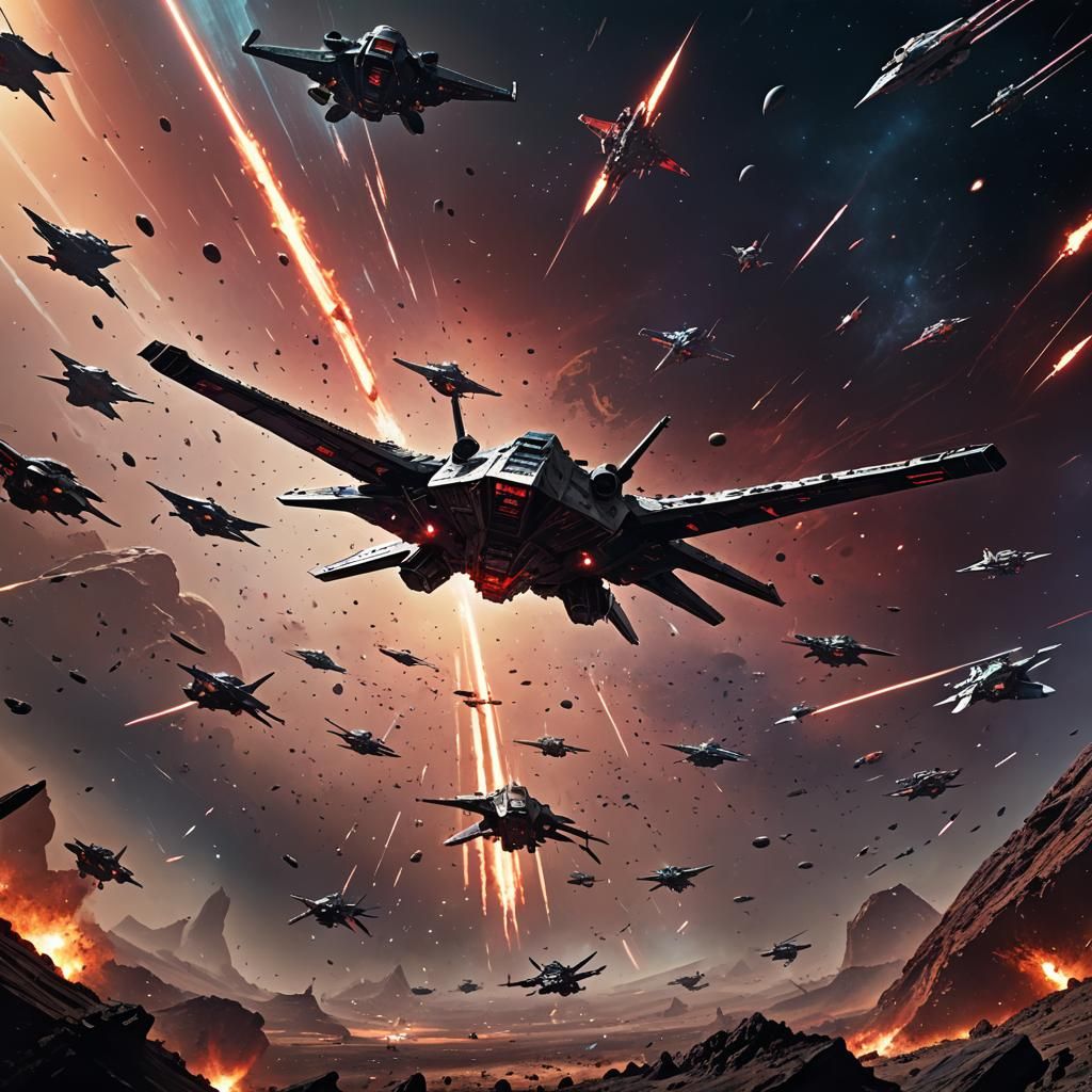 Red Planet Swarm: Starships and Starfighters in Orbit