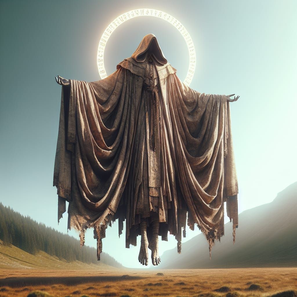 Mysterious Deity Floating Above Meadow