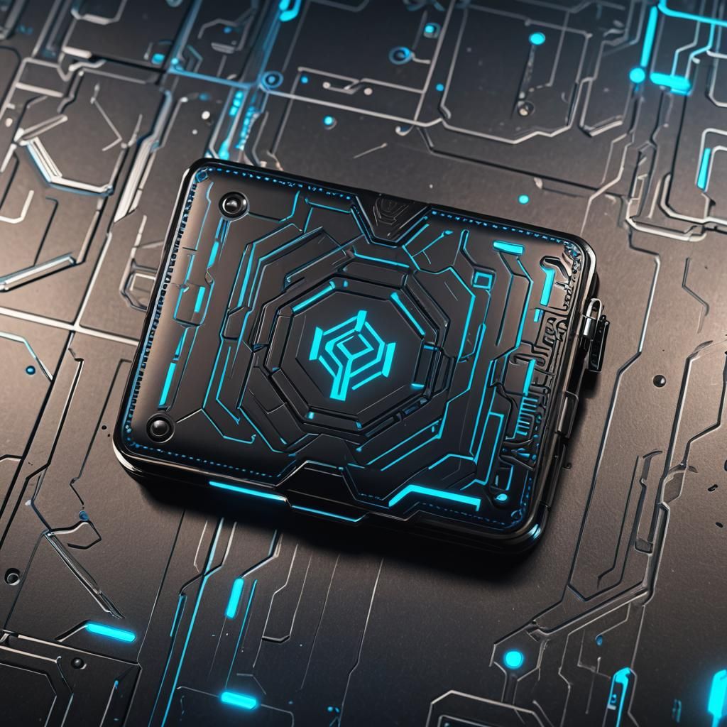 Sleek Cyberpunk Crypto Wallet with Glowing Circuits