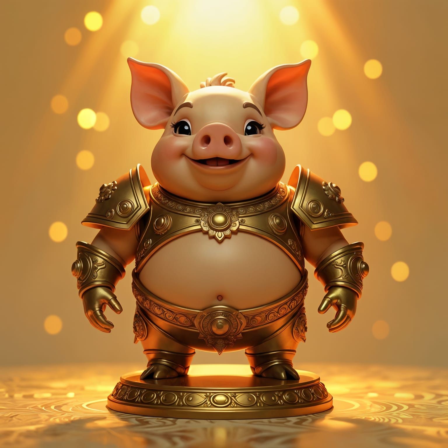 Golden Pigman Statue in Syd Mead Style