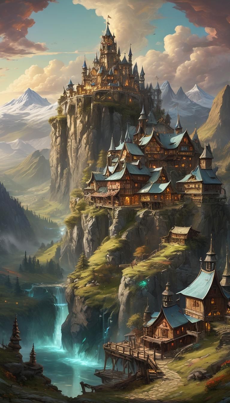 Epic High Fantasy Crystal Mountain Landscape
