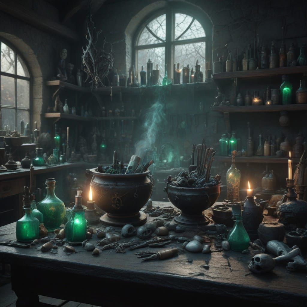 Mystical Laboratory in Dark Fantasy Style