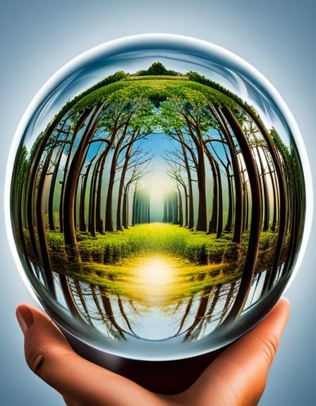 Floating Forest in Crystal Sphere: Surreal Microworld