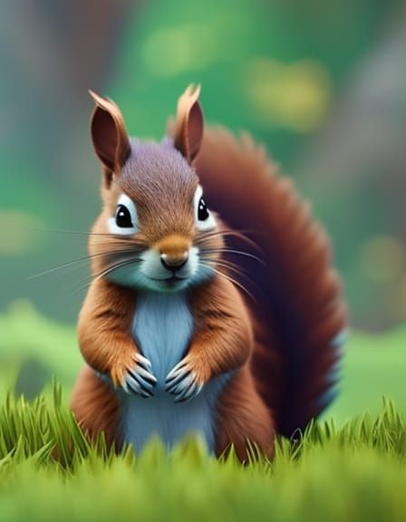 Adorable Squirrel in Watercolor Storybook Style