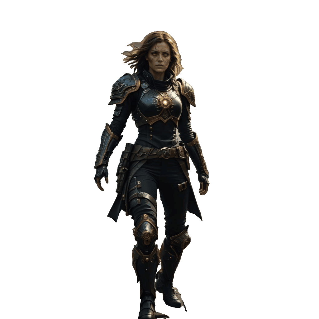 Female Space Pirate in Black Armor: Digital Matte Painting