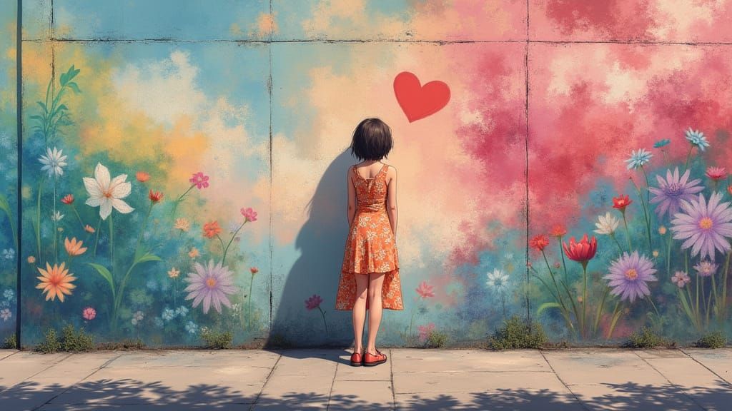 Happy Anime Woman Airbrush Wall Art