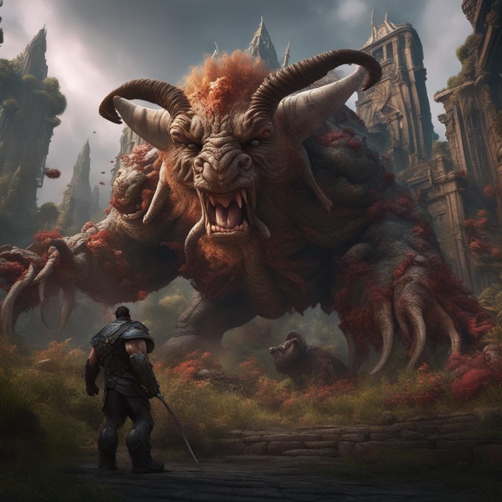 Fantastical Conversation in Detailed Matte Painting Style