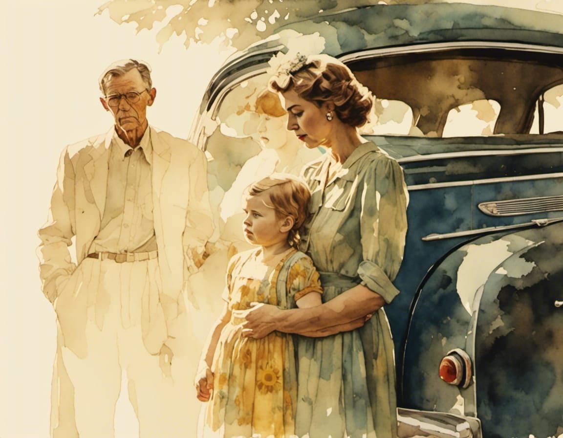 Mother and Children Portrait in Titian Style