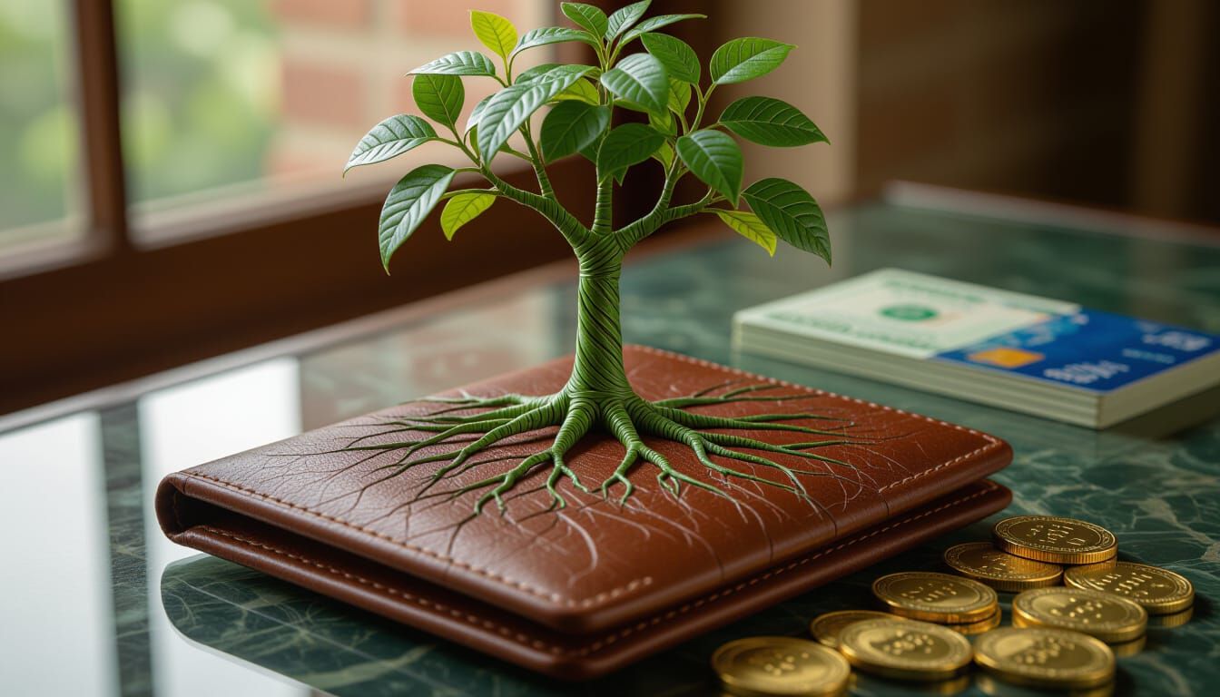 Wallet Rooted in Currency: An AI-Generated Image