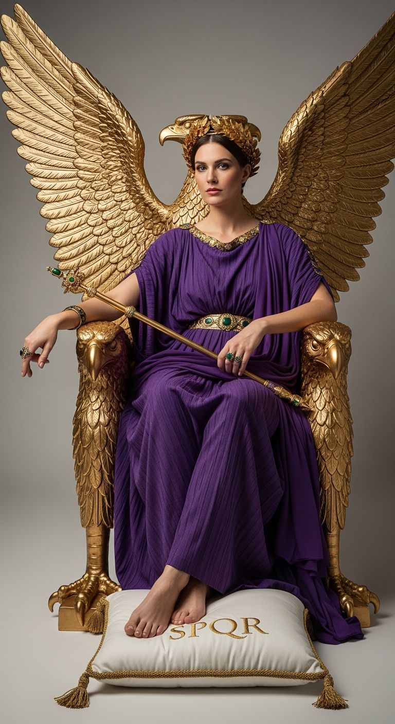 Roman Empress on Golden Eagle Throne in Natural Light