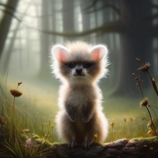 Dandelion with Cute Eyes: Detailed Digital Art