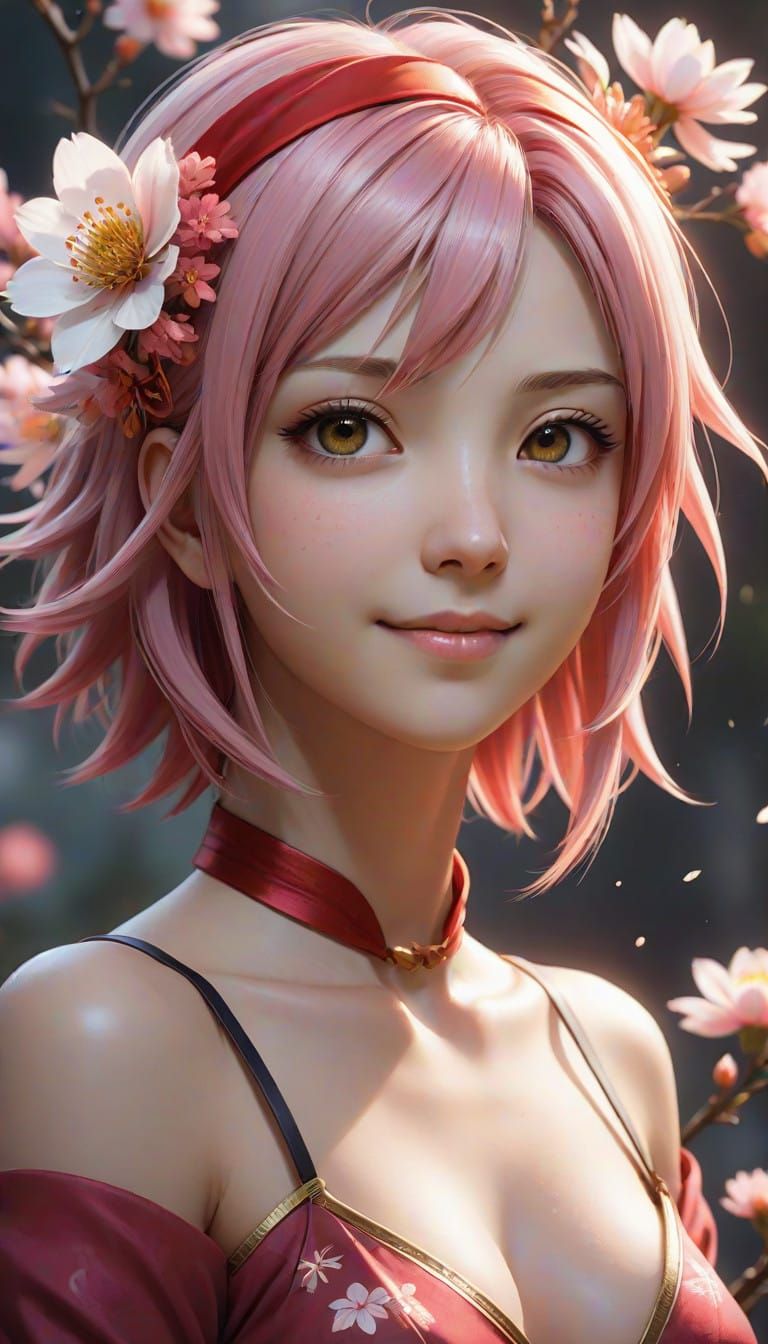 Elegant Anime Portrait in Digital Art Style