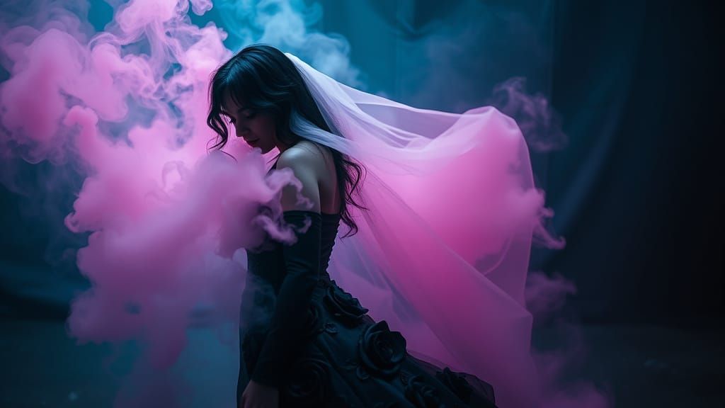 Morticia Addams in Gothic Noir Style