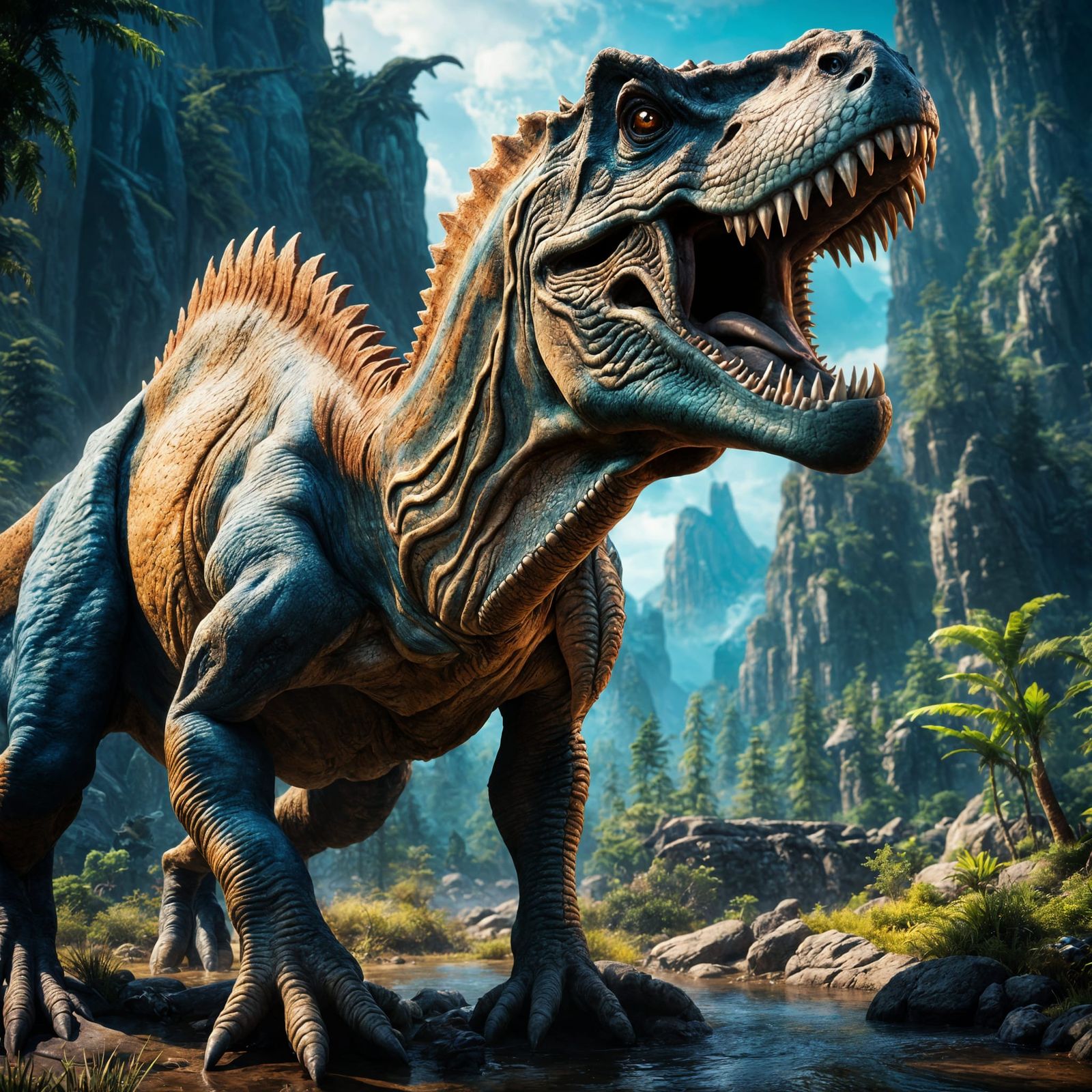 Detailed T-Rex in Fantasy Concept Art