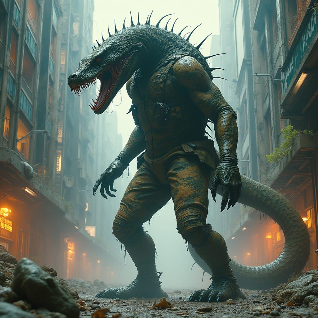 Giant Snake Monster Rampages Through Metropolis in Dystopian...