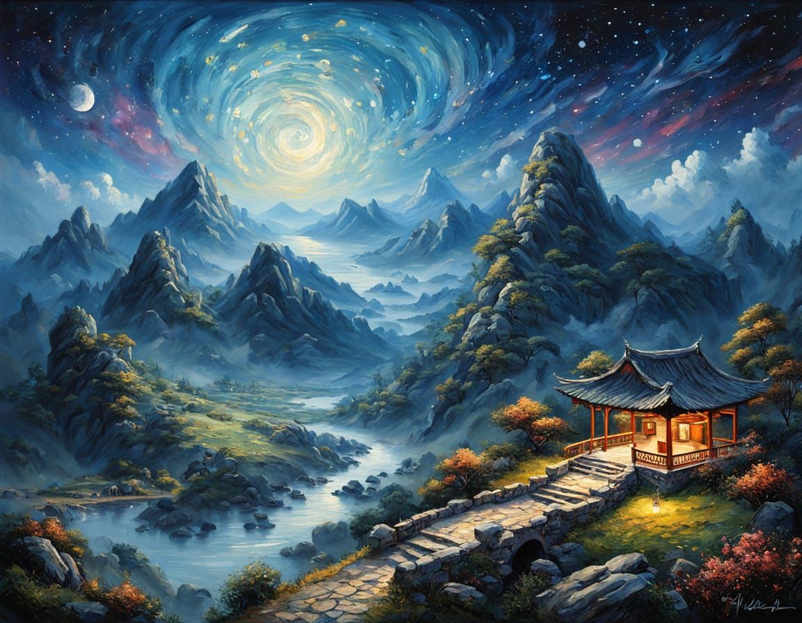 Karate Master in Ancient China: Impressionistic Oil Painting