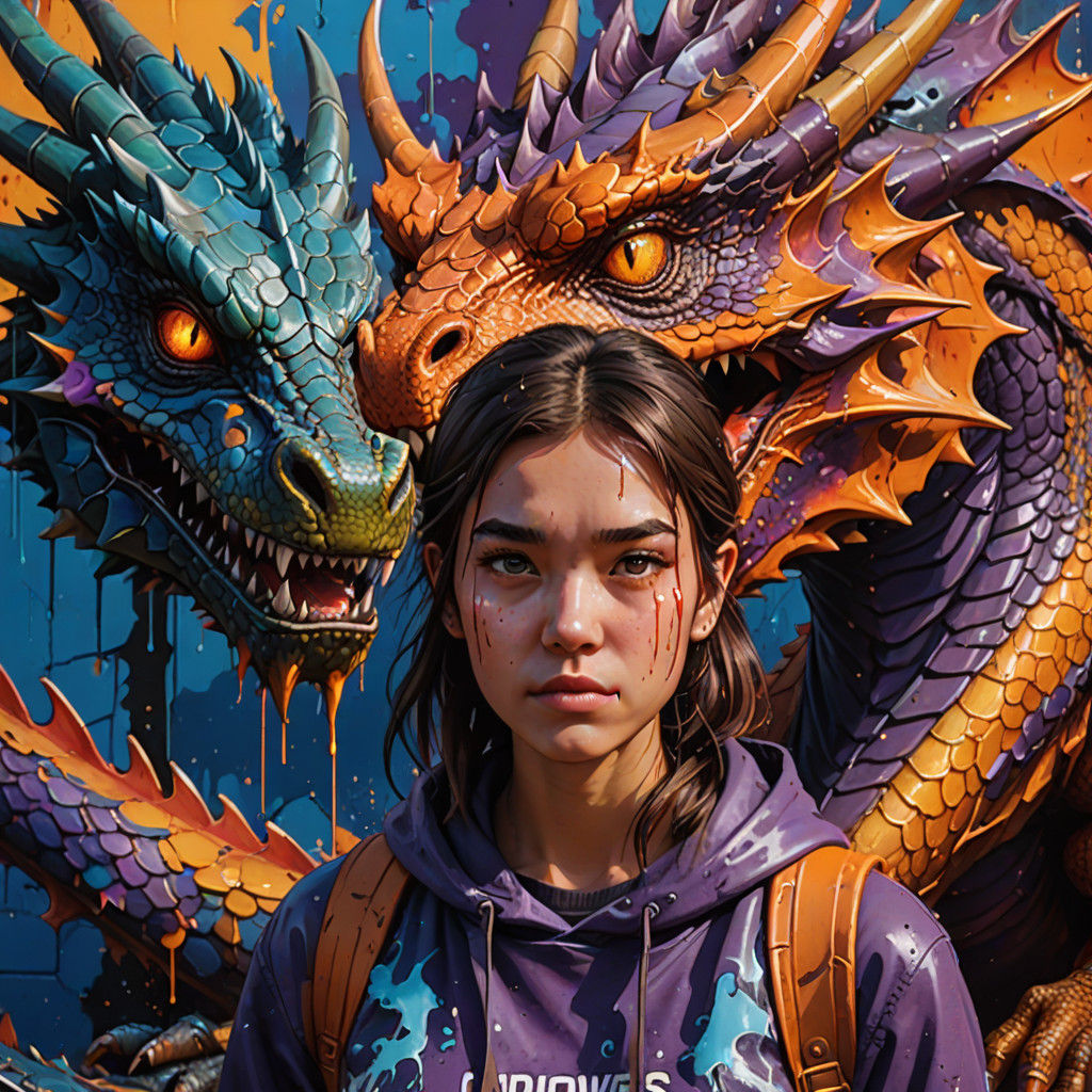 Urban Fantasy Portrait with Dragon