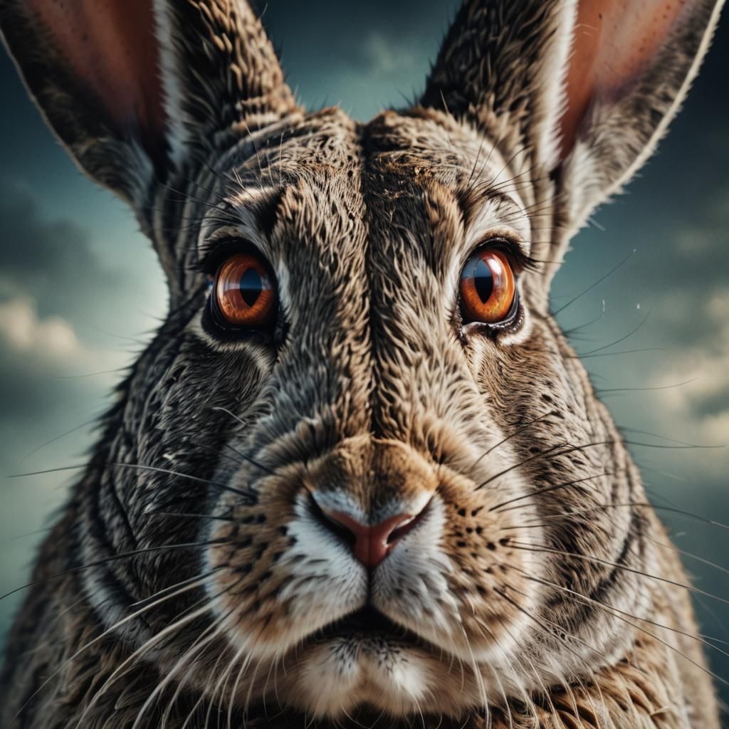 Surreal Rabbit Face in Shocking Close-Up