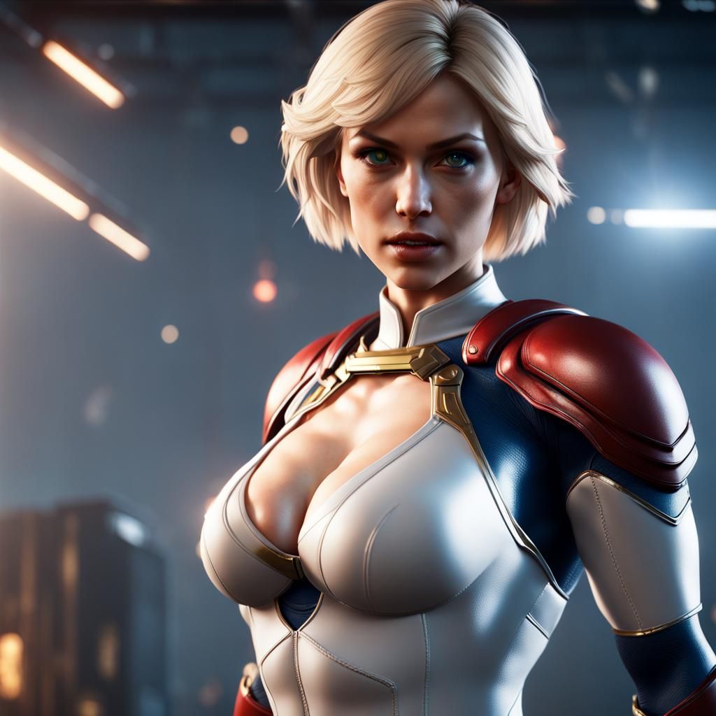 Power Girl 3D Game Cinematic Render