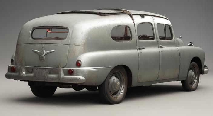 Oxidized Silver 1953 Car in Macro Still