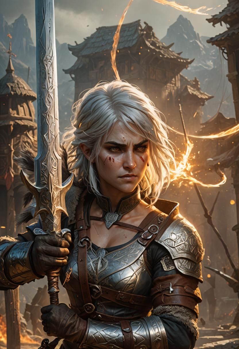Cirilla in Heroic Stance: Digital Concept Art