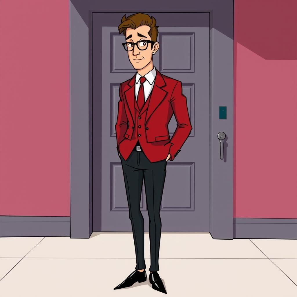 Cartoon Man in Red Suit, Remodern Portrait