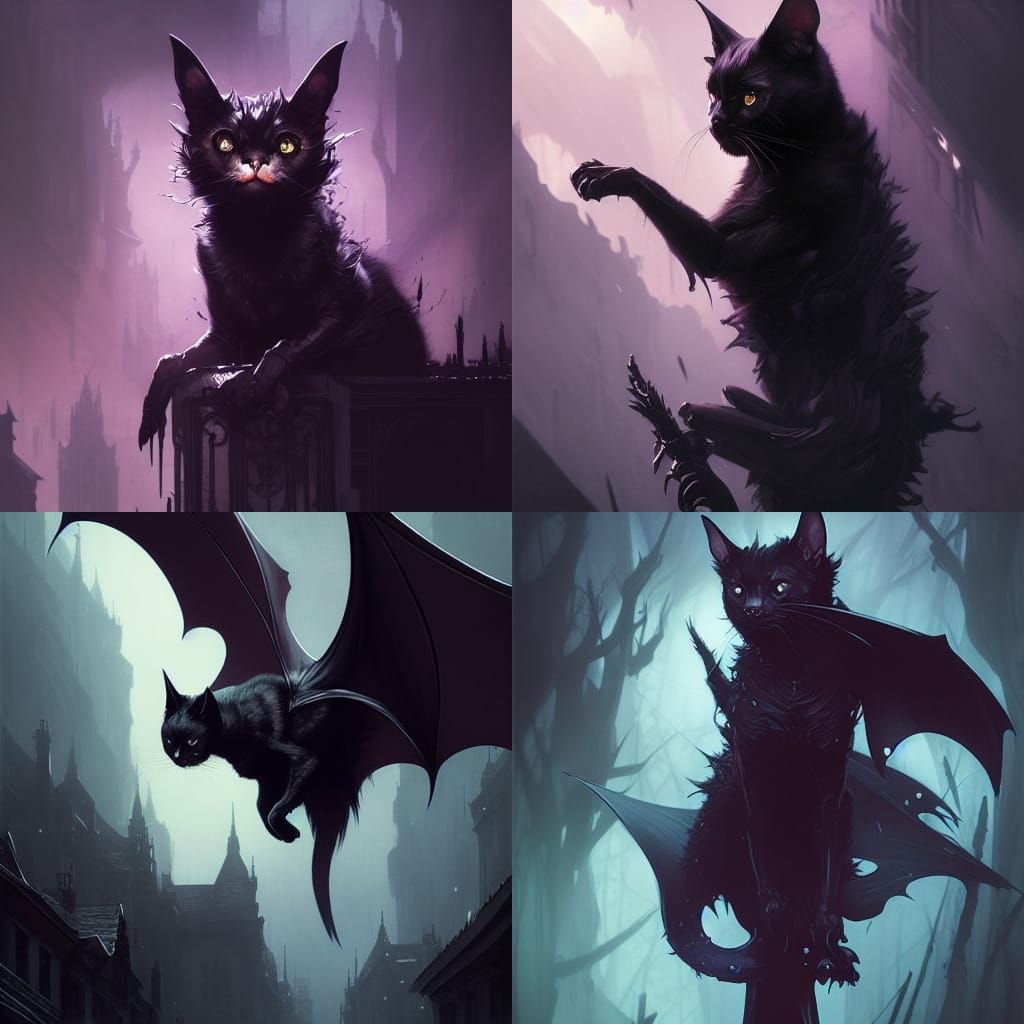 Dark Fantasy Bat Cat Concept Art in 8K