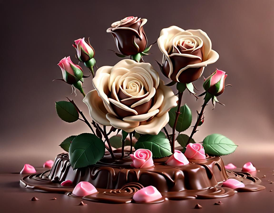 Chocolates and Roses - Mixed Coloured Chocolate Roses