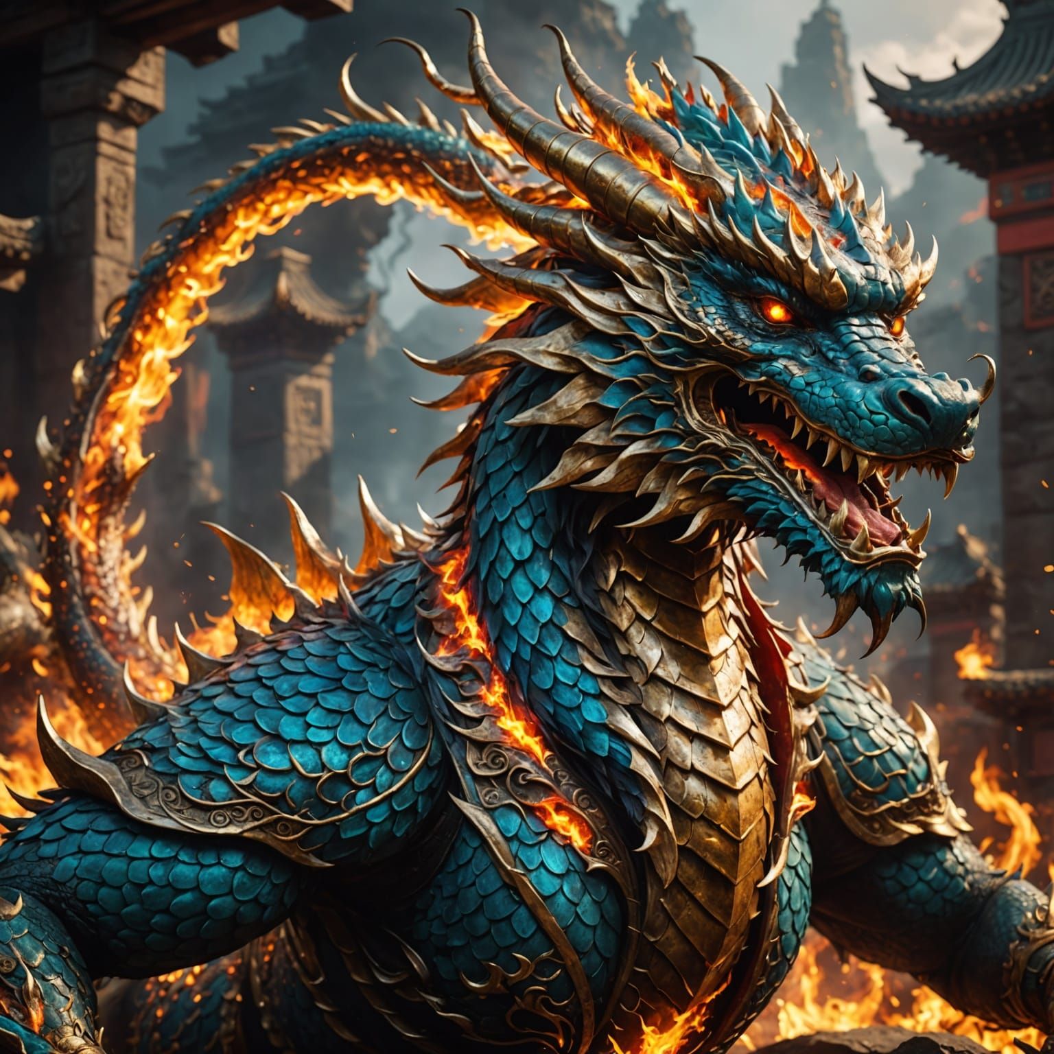 Ancient Chinese Dragon Unleashes Blazing Fireworks