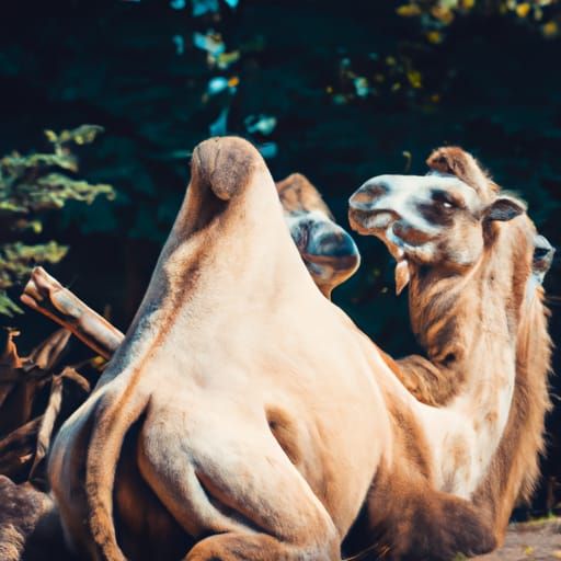 Detailed Camel with Two Humps in Dark Fantasy Style