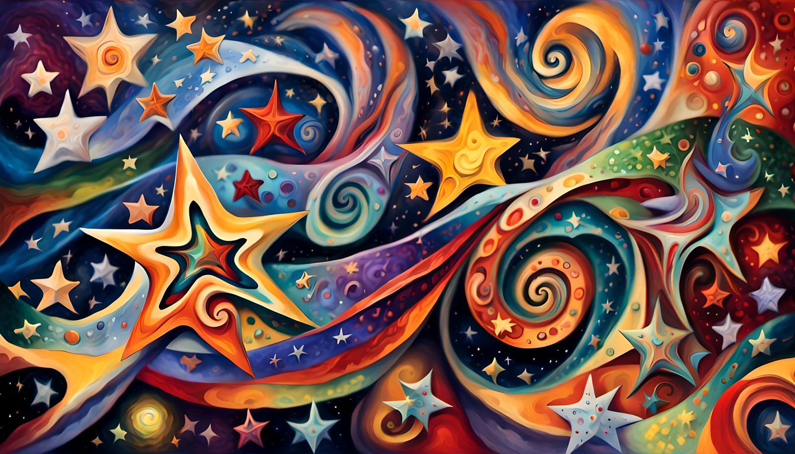 Swirling Star Cluster in Vivid Impasto Oil Painting