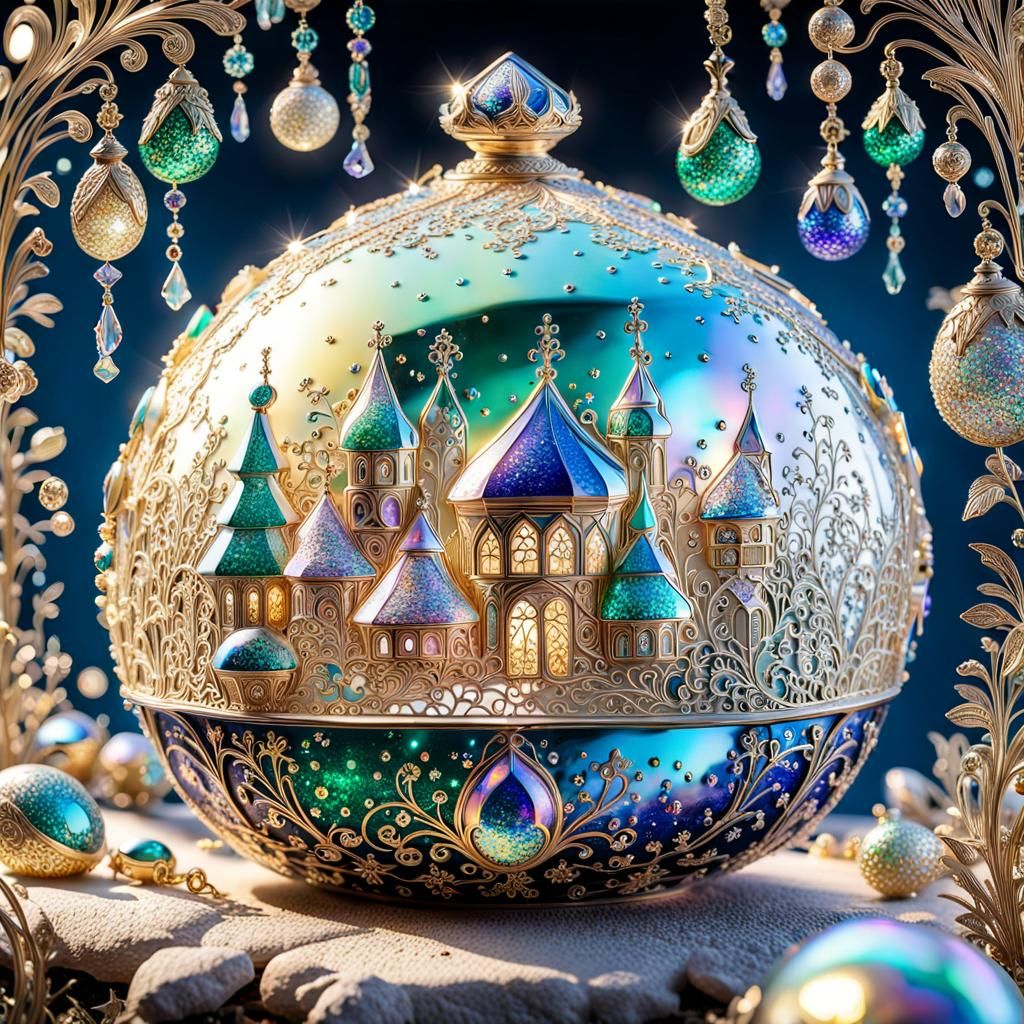 Faberge-Inspired Fairy Village Confetti Cascade