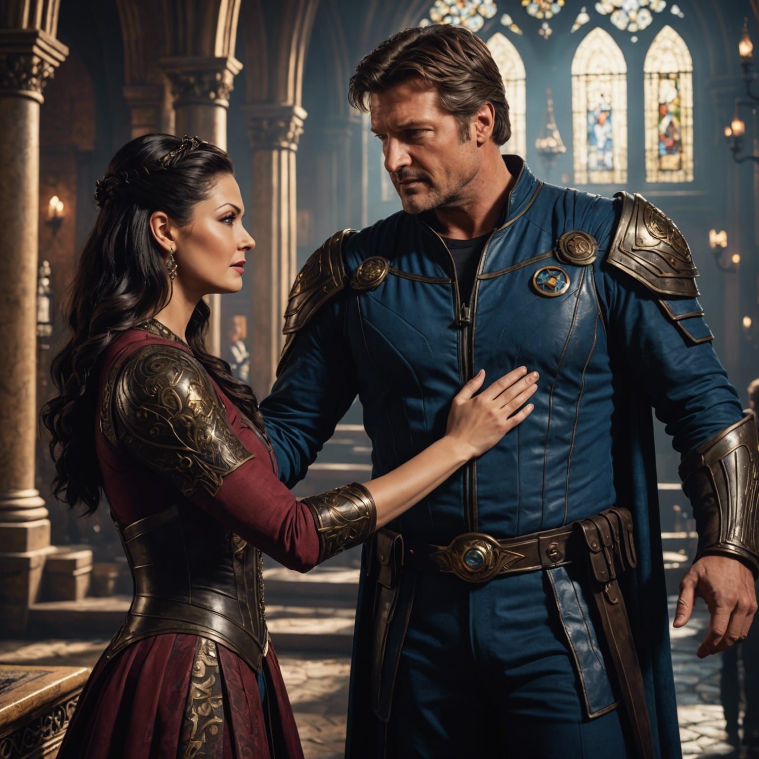 Aria Giovanni and Nathan Fillion