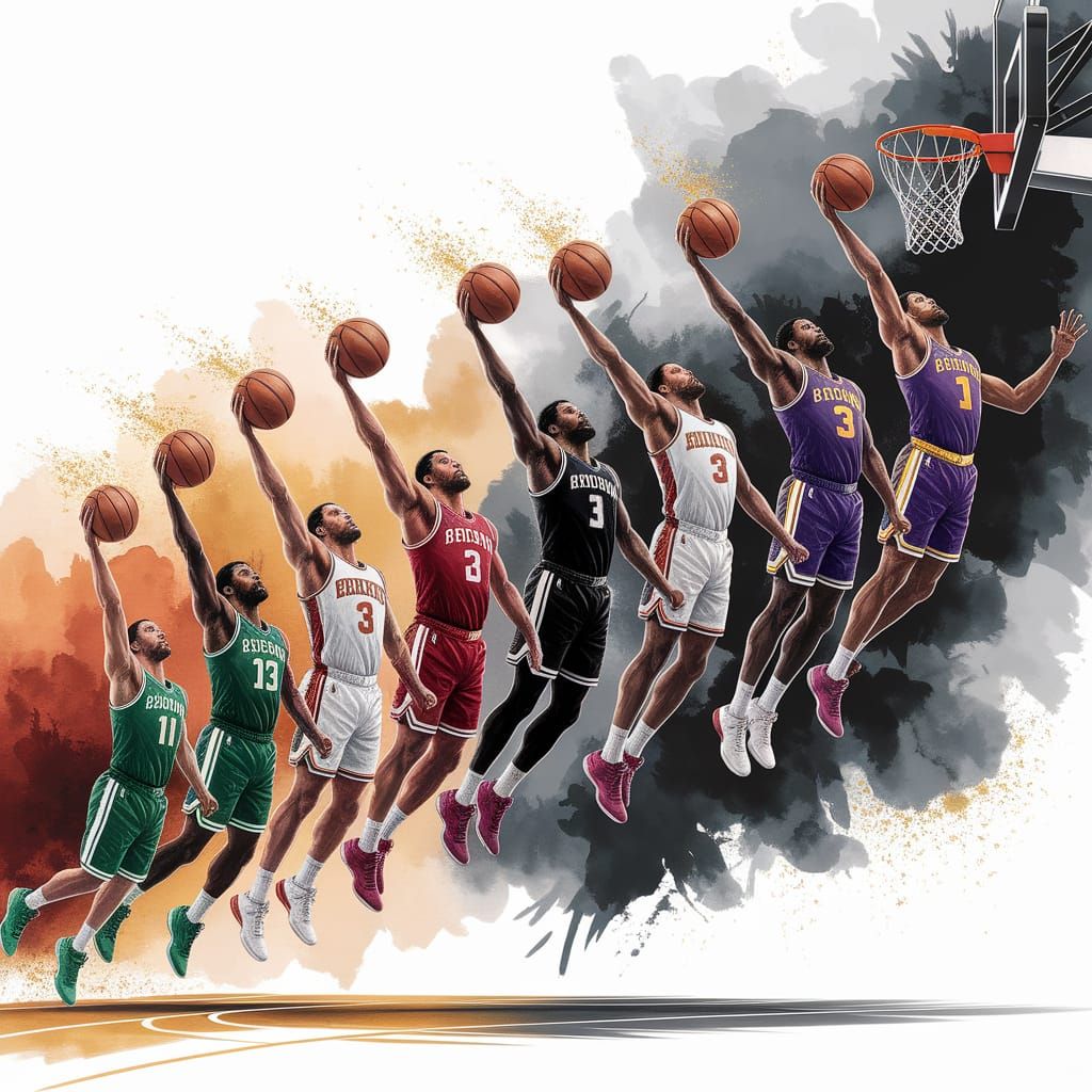 Basketball Legends: A Watercolor and Digital Art Evolution