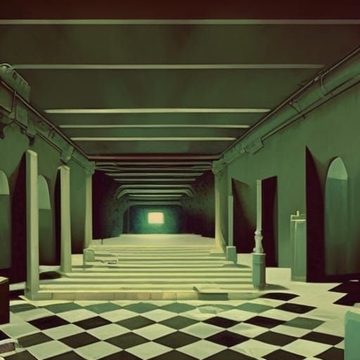 Dreamlike Liminal Spaces in Dark Fantasy Style