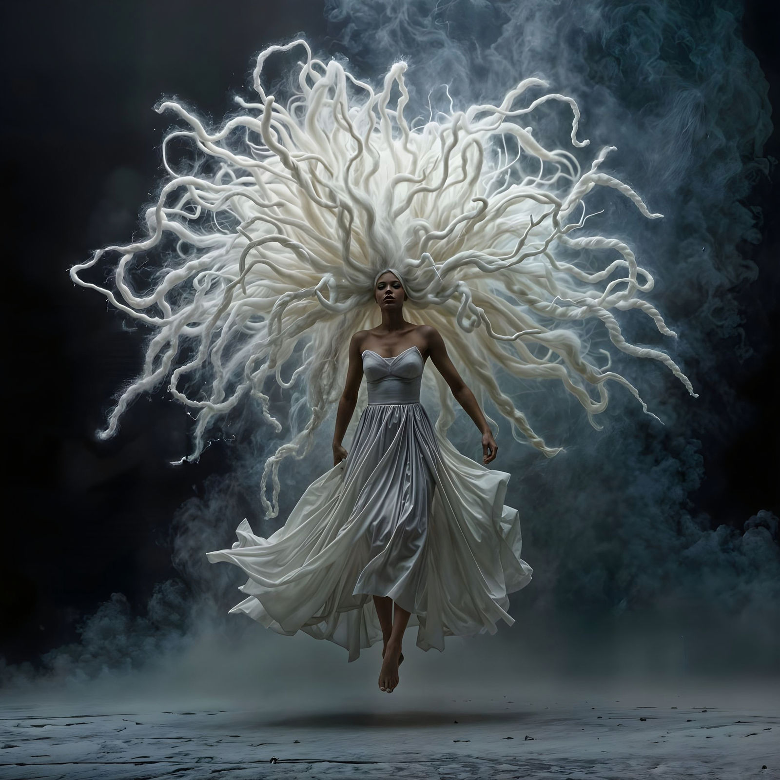 High Fashion Portrait with Levitating Model