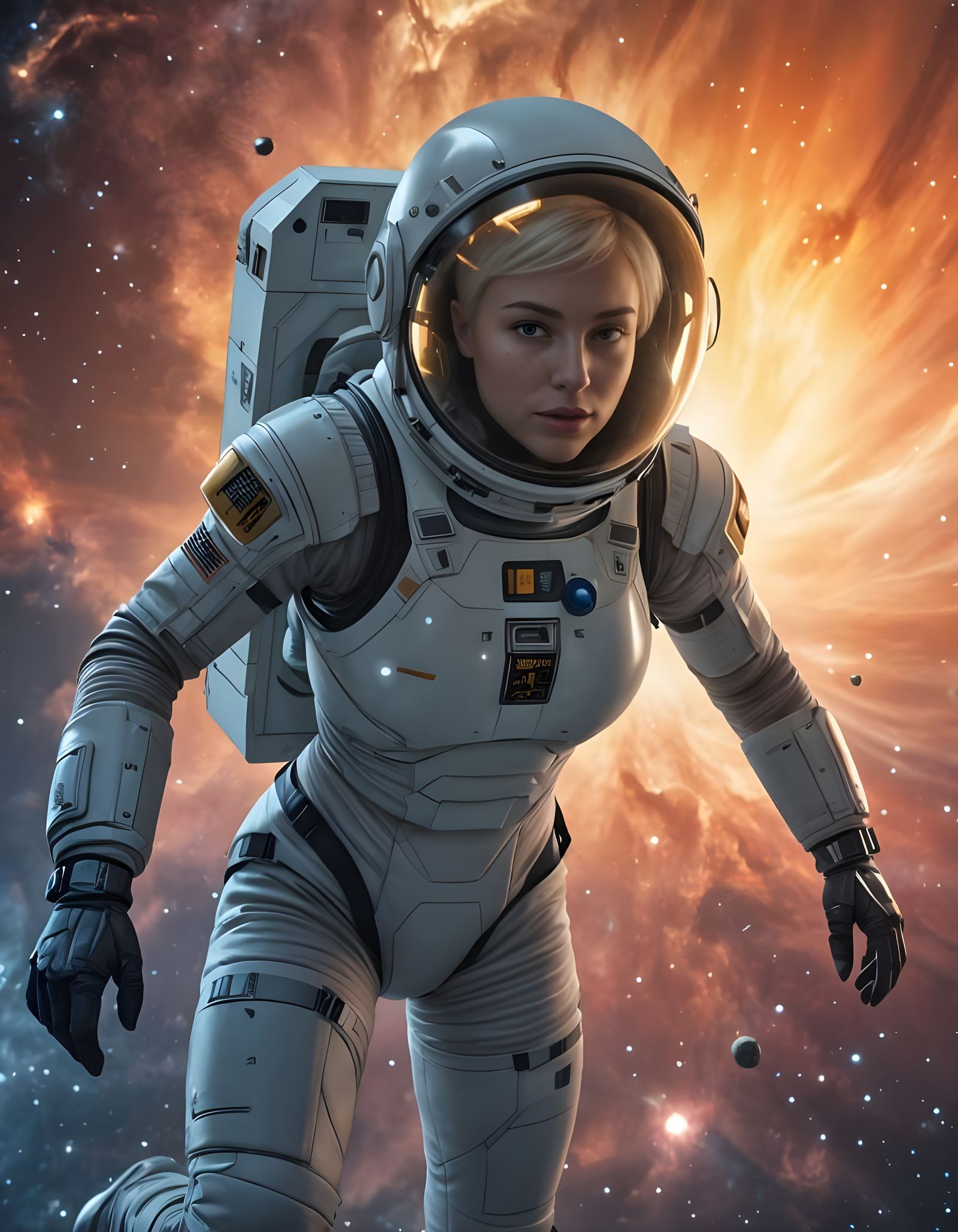 Astronaut in Nebula: Cinematic Film Still
