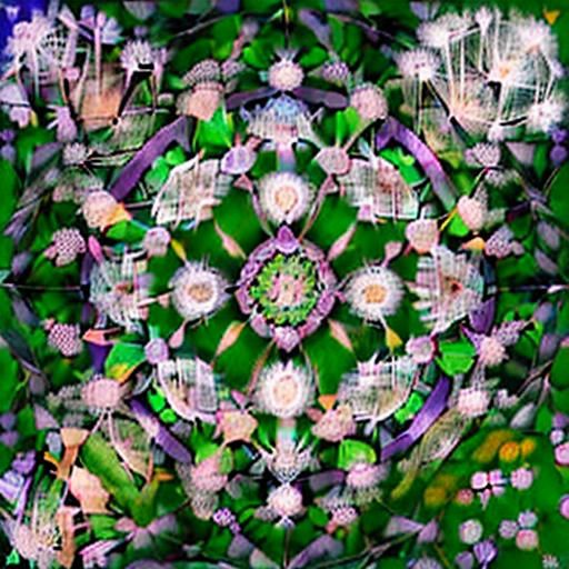 Kaleidoscopic Mandala of Dandelion Weeds in Urban Alley
