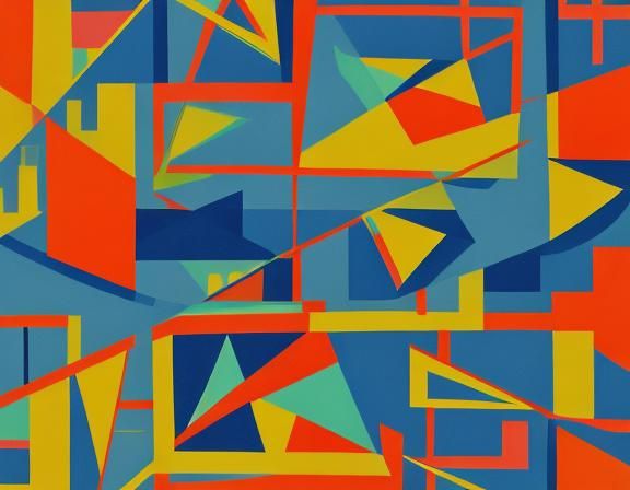 close up of abstract boho bauhaus geometric pattern with cub...