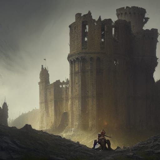 Ruined Castle Knight in Dark Fantasy Style