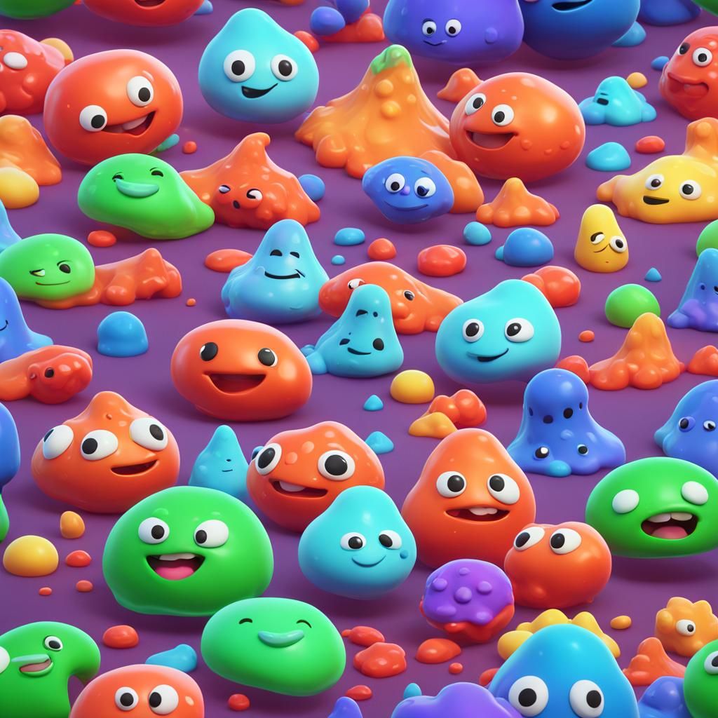 Adorable Galactic Slime Blob in 3D Digital Art