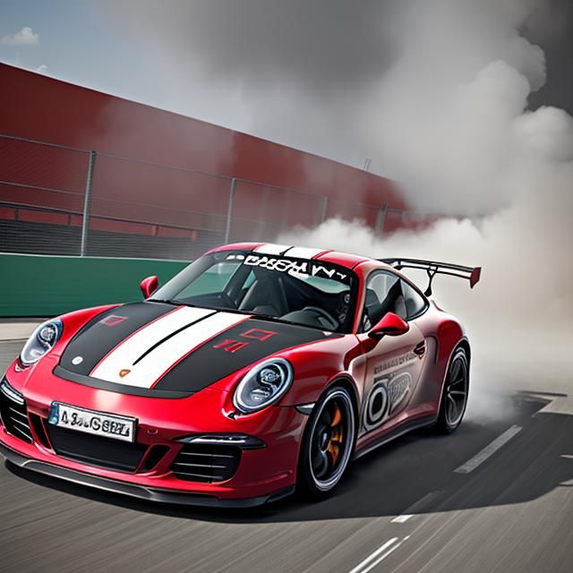 Porsche 911 Drifting with Tire Smoke