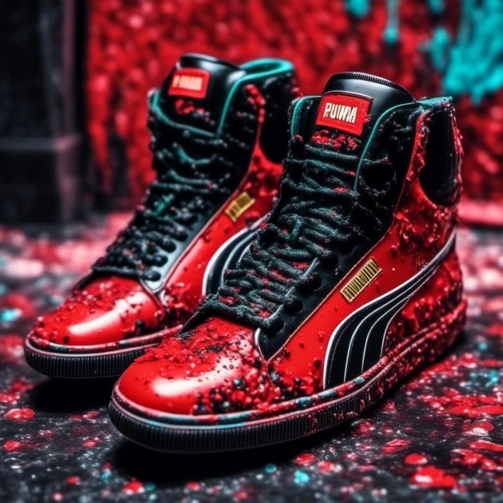 Puma Shoes in Graffiti Splash Art Style